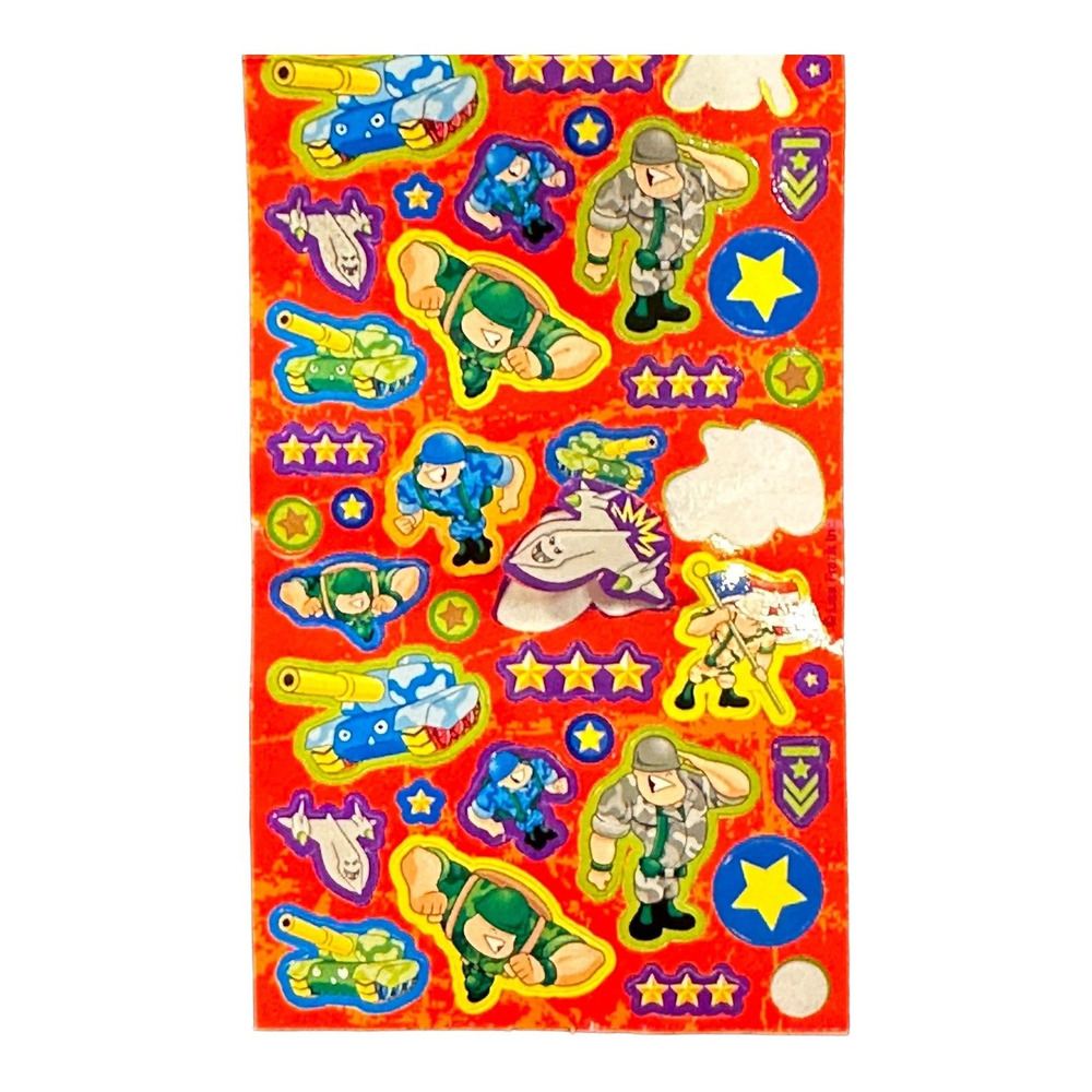 Lisa Frank Y2K Sargent Sticker Sheet US Armed Forces Military INCOMPLETE Vintage - Picture 2 of 4